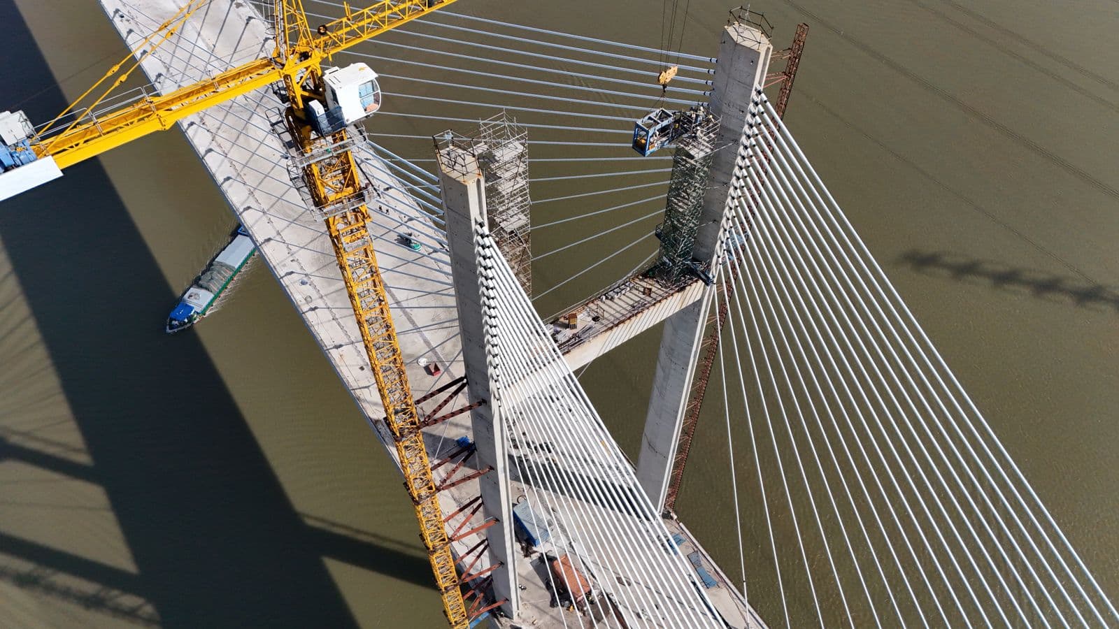 Cable-stayed bridge under construction